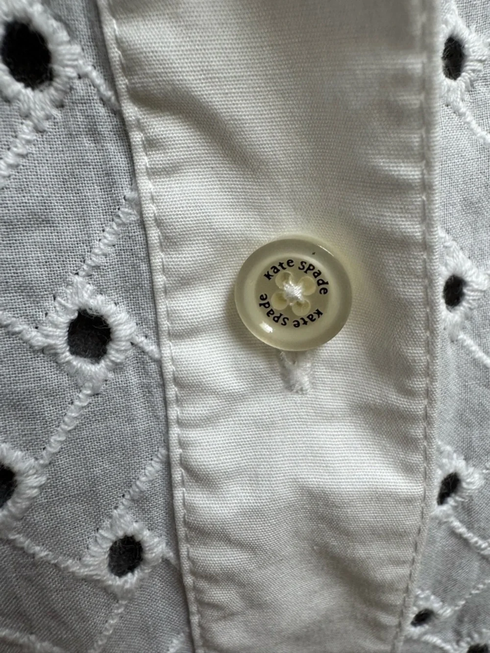 Kate Spade New York White Eyelet Button Down Shirt 100% Cotton